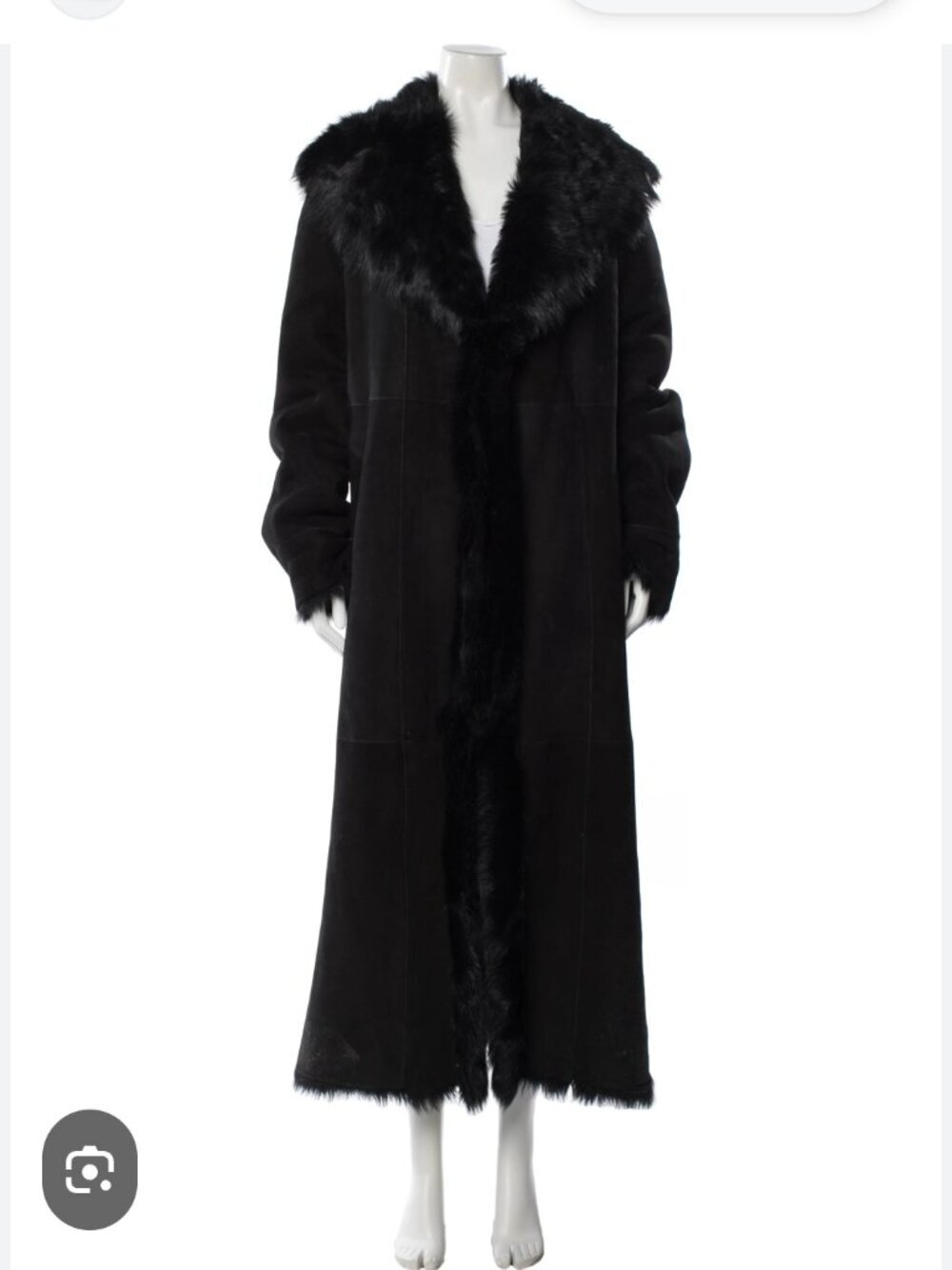 Reversible Genuine Shearling Sheepskin Coat Black Long Fur Winter Jacket L